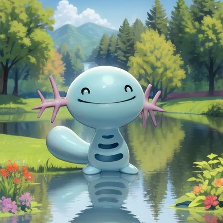 09770-2018218252-1other,  happy, wooper, pokemon _(creature_), no humans, shiny pokemon, _d, ^o^,  , smile,  water, swamp, lake,tree, black eyes,.png